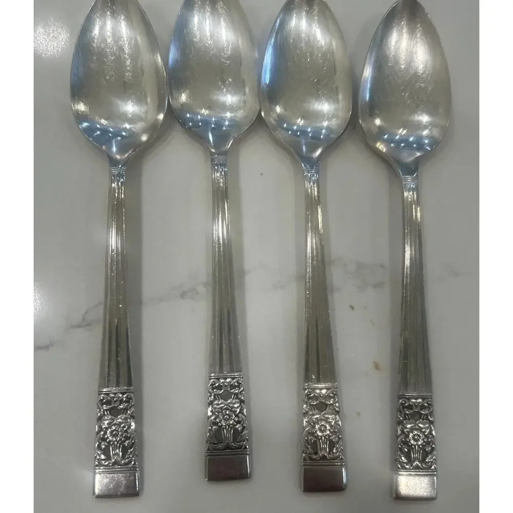 Vtg‎ Set Of 4 Oneida Community CORONATION 6” Spoons Silverplate 1936 Silverware
